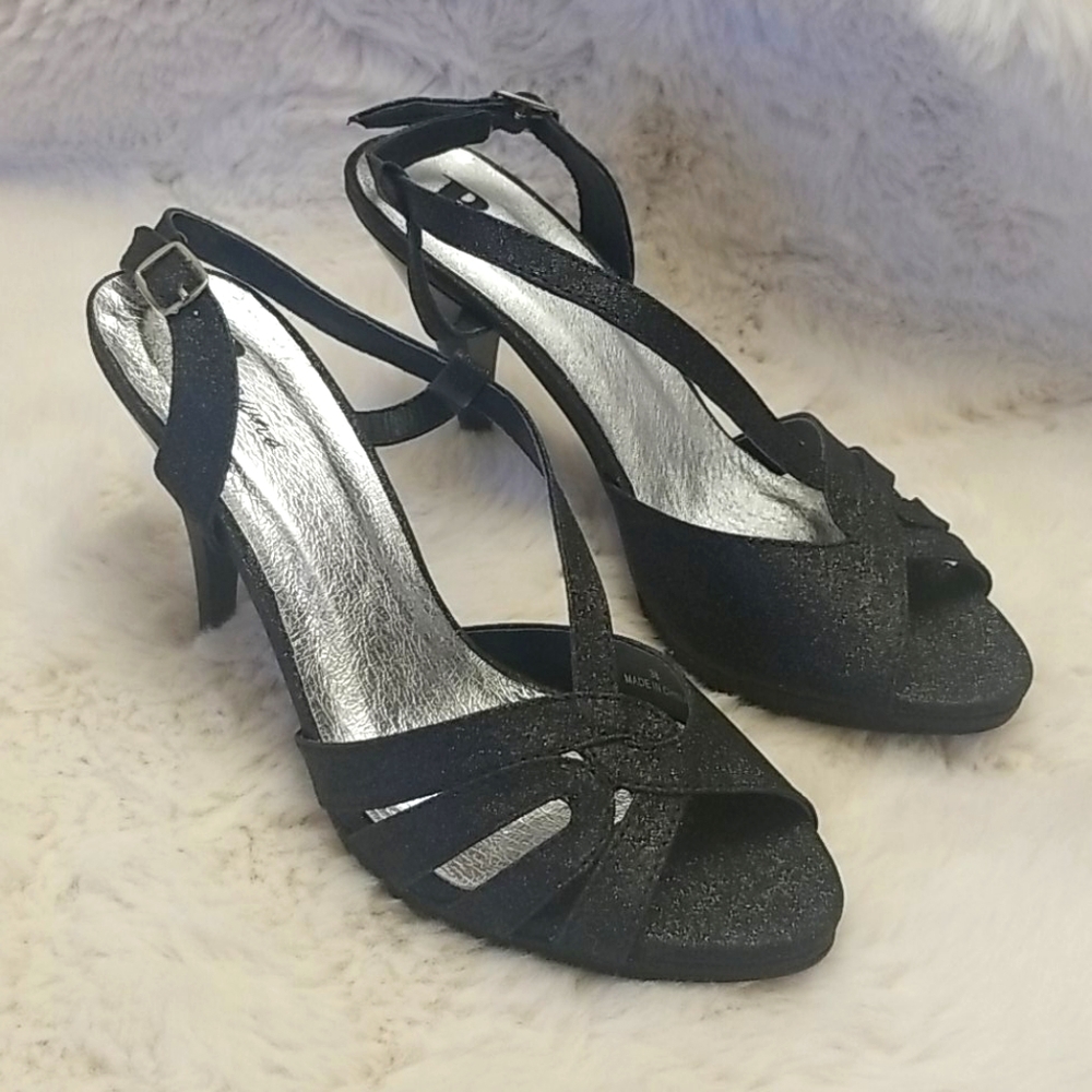 Brown's Slingback Black sparkle 38